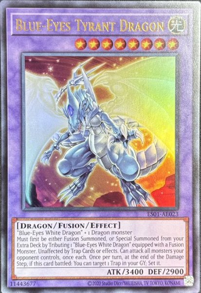 画像1: ブルーアイズ・タイラント・ドラゴン　ウルトラレア（ES01-AE023） (1)
