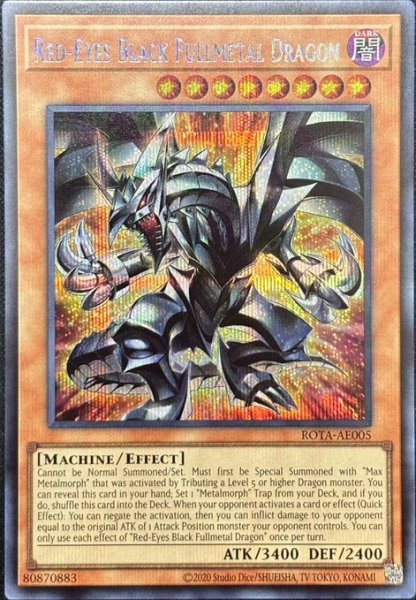 画像1: レッドアイズ・ブラックフルメタルドラゴン シークレットレア（ROTA-AE005） (1)