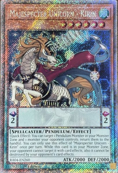 画像1: マジェスペクター・ユニコーン プラチナムシークレットレア(RA04-EN260) (1)